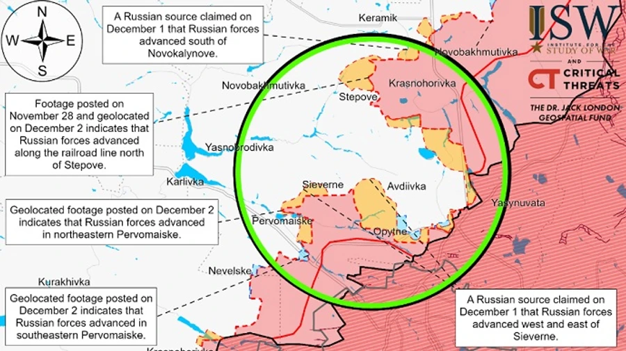 Російські війська просунулися у кількох місцях біля Авдіївки – ISW