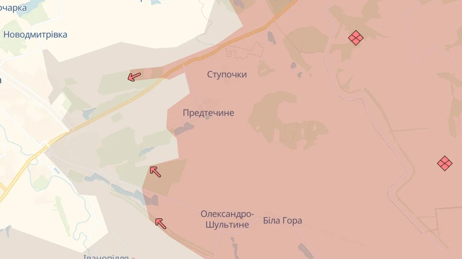 DeepState: Росіяни просунулися поблизу двох населених пунктів на Донеччині