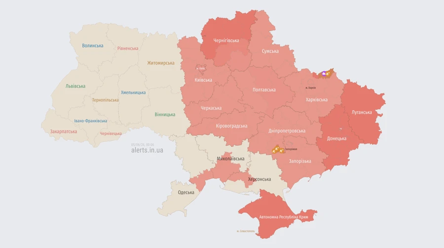 У Києві та низці областей оголошували тривогу через загрозу балістики